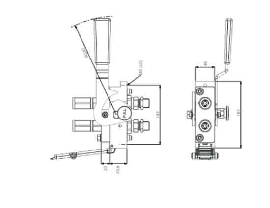 Multikuppler 2PC06-1 2x 12L Fixteil Hebel rechts